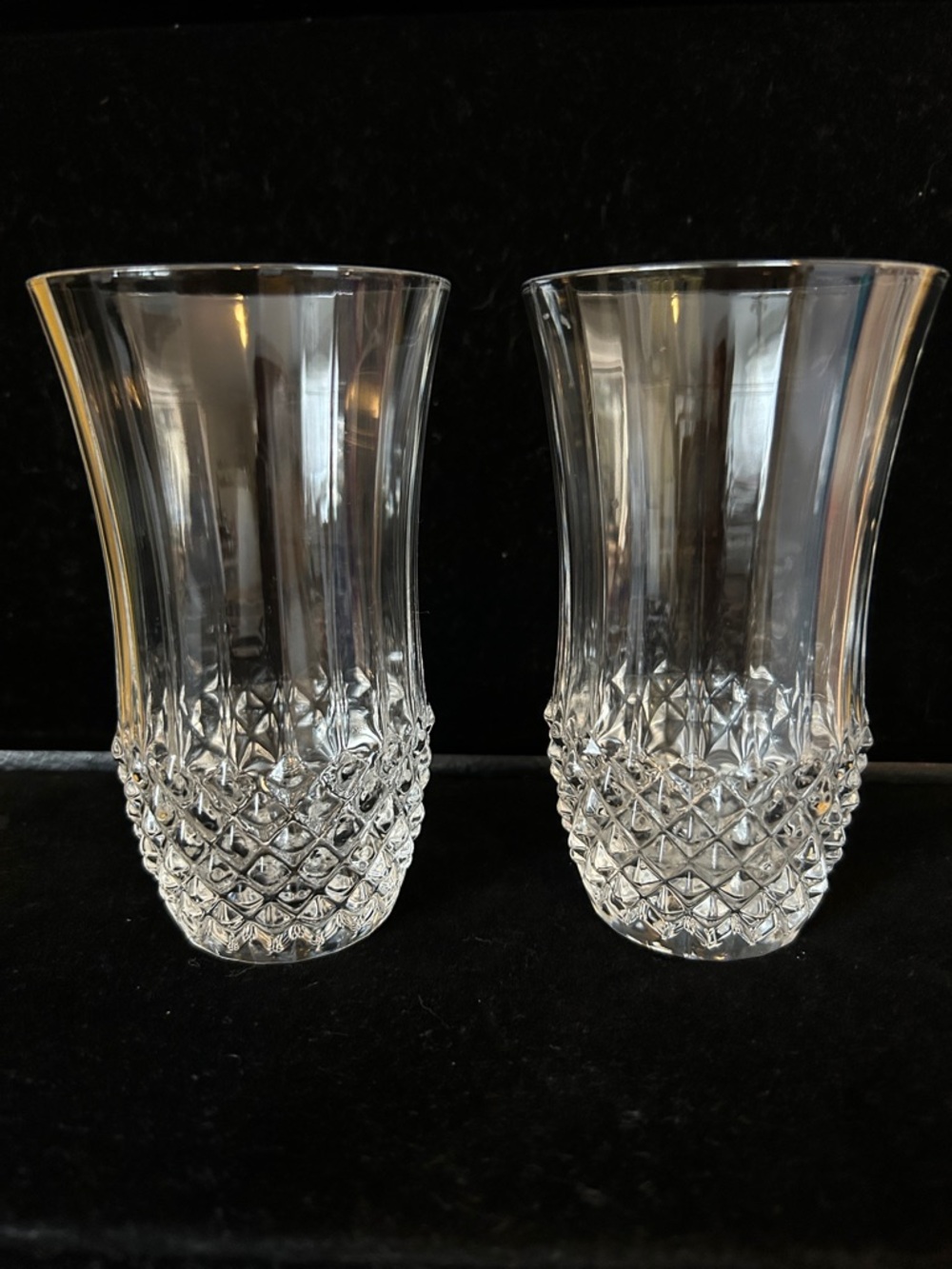 VGT d’Arques Lead Cut Crystal Styled Clear Glass Water Glasses Pritine Set Of 2